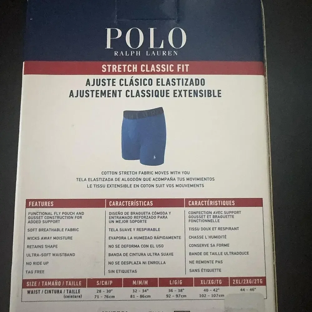 Polo Ralph Lauren Stretch Classic Fit Boxer Brief Mens Small Multi Grey 3 Pack